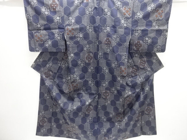 JAPANESE KIMONO / KIMONO ENSEMBLE / SILK / NISHIJIN / DENSHO TSUMUGI / WOVEN KIKKO & FLORAL ARABESQUE